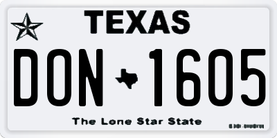 TX license plate DON1605