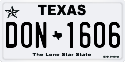 TX license plate DON1606