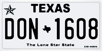 TX license plate DON1608