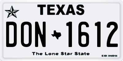 TX license plate DON1612