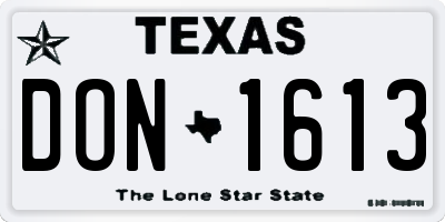 TX license plate DON1613