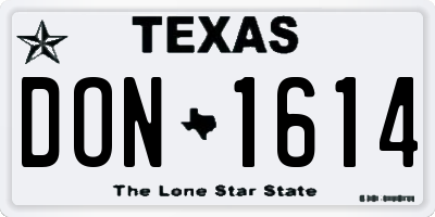 TX license plate DON1614