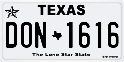 TX license plate DON1616