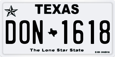 TX license plate DON1618