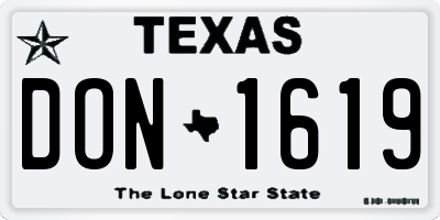 TX license plate DON1619
