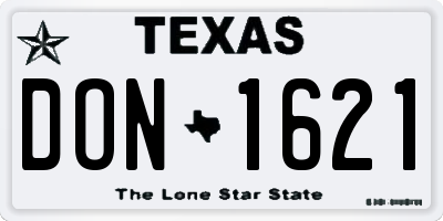 TX license plate DON1621