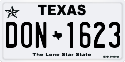 TX license plate DON1623