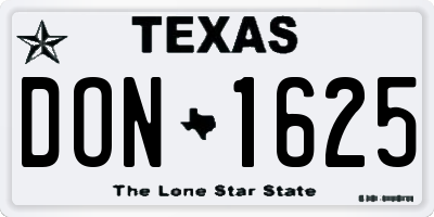 TX license plate DON1625