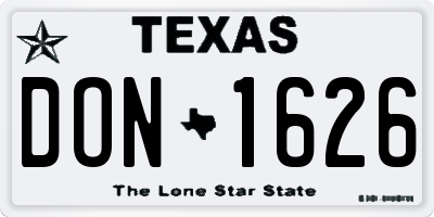 TX license plate DON1626
