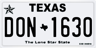 TX license plate DON1630