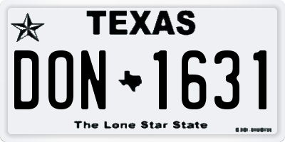 TX license plate DON1631