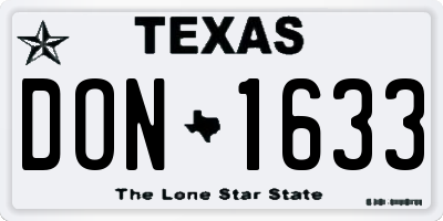 TX license plate DON1633