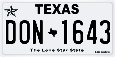 TX license plate DON1643