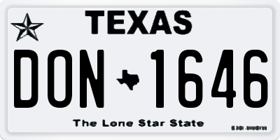 TX license plate DON1646