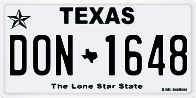 TX license plate DON1648