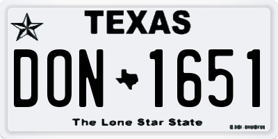TX license plate DON1651