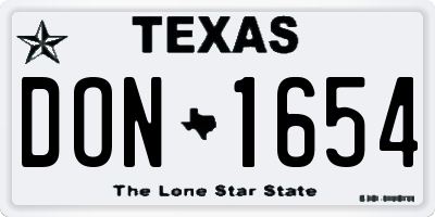 TX license plate DON1654