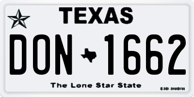 TX license plate DON1662