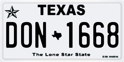 TX license plate DON1668