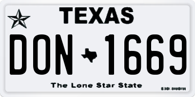 TX license plate DON1669