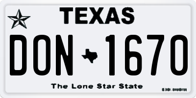 TX license plate DON1670