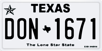 TX license plate DON1671