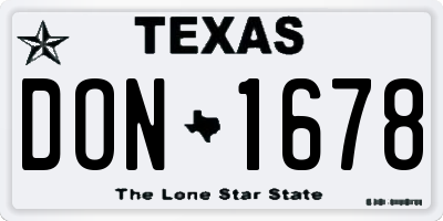 TX license plate DON1678