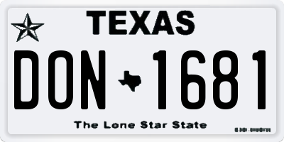 TX license plate DON1681