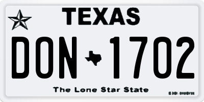 TX license plate DON1702