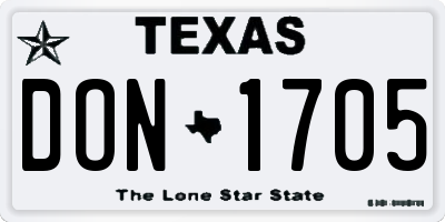TX license plate DON1705