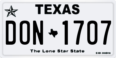 TX license plate DON1707
