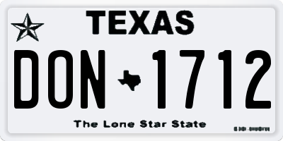TX license plate DON1712