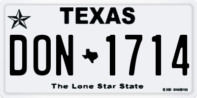 TX license plate DON1714