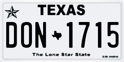 TX license plate DON1715