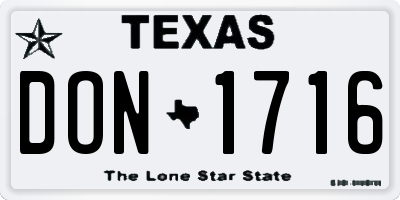 TX license plate DON1716