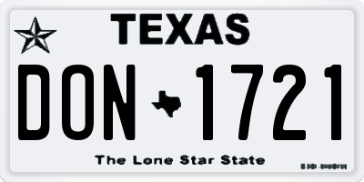 TX license plate DON1721