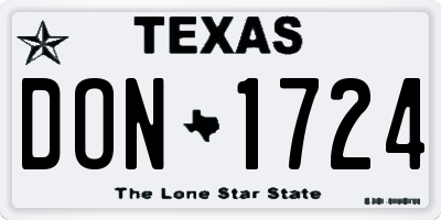 TX license plate DON1724