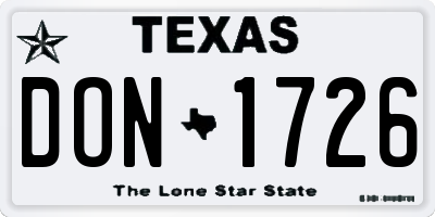 TX license plate DON1726