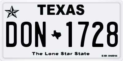 TX license plate DON1728