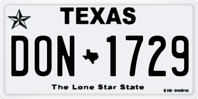 TX license plate DON1729