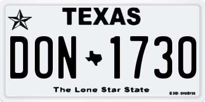 TX license plate DON1730