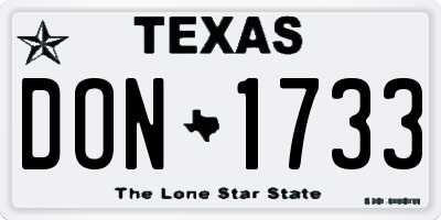TX license plate DON1733