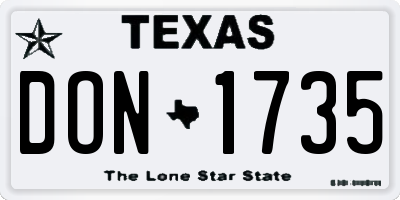 TX license plate DON1735