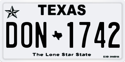 TX license plate DON1742