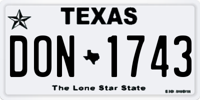 TX license plate DON1743