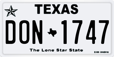 TX license plate DON1747