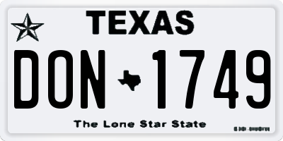TX license plate DON1749