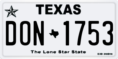 TX license plate DON1753