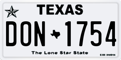 TX license plate DON1754