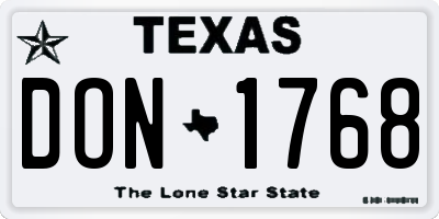 TX license plate DON1768